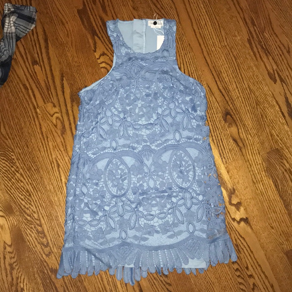 Light Blue, Lace, Short Dress